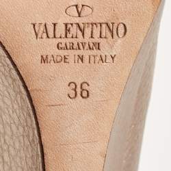 Pre Owned Valentino Metallic Leather Rockstud Pointed Toe Pumps Size 36