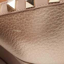 Pre Owned Valentino Metallic Leather Rockstud Pointed Toe Pumps Size 36