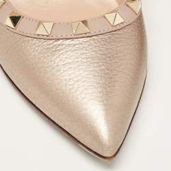 Pre Owned Valentino Metallic Leather Rockstud Pointed Toe Pumps Size 36