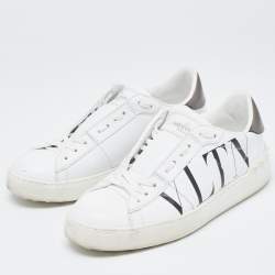 Pre Owned Valentino White Leather VLTN Open Sneakers Size 37