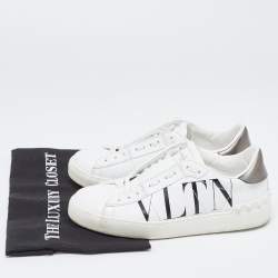Pre Owned Valentino White Leather VLTN Open Sneakers Size 37