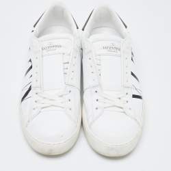 Pre Owned Valentino White Leather VLTN Open Sneakers Size 37