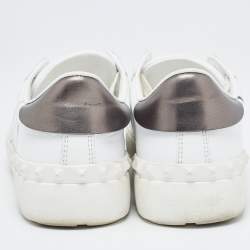 Pre Owned Valentino White Leather VLTN Open Sneakers Size 37
