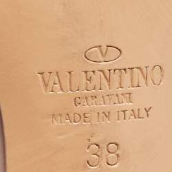 Pre Owned Valentino Dusty Pink Leather Soul Rockstud Ankle Strap Sandals Size 38