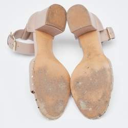 Pre Owned Valentino Dusty Pink Leather Soul Rockstud Ankle Strap Sandals Size 38