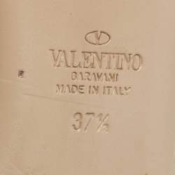 Pre Owned Valentino Black Quilted Leather Roman Stud Flat Slides Size 37.5