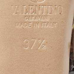 Pre Owned Valentino Two Tone Snakeskin Rockstud Ankle Strap Pumps Size 37.5