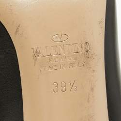 Pre Owned Valentino Black Leather Rockstud Pointed Toe Pumps Size 39.5