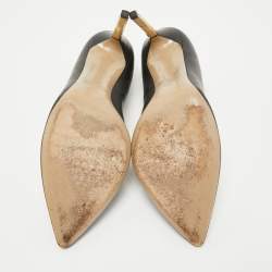 Pre Owned Valentino Black Leather Rockstud Pointed Toe Pumps Size 39.5