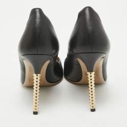 Pre Owned Valentino Black Leather Rockstud Pointed Toe Pumps Size 39.5