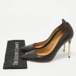 Pre Owned Valentino Black Leather Rockstud Pointed Toe Pumps Size 39.5