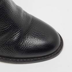 Pre Owned Valentino Black Leather Rockstud Ankle Boots Size 37