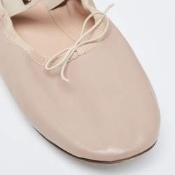 Pre Owned Valentino Beige Leather Rockstud Ballet Flats Size 39