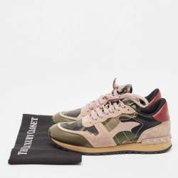 Pre Owned Valentino Multicolor Leather and Suede Rockrunner Sneakers Size 38