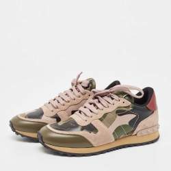 Pre Owned Valentino Multicolor Leather and Suede Rockrunner Sneakers Size 38