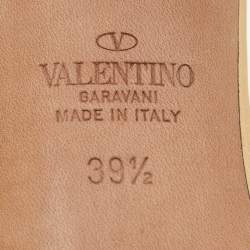 Pre Owned Valentino Gold Woven Leather Vlogo Slingback Pumps Size 39.5