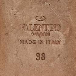 Pre Owned Valentino Metallic Leather Rockstud Ballet Flats Size 38