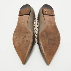 Pre Owned Valentino Metallic Leather Rockstud Ballet Flats Size 38
