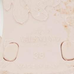Pre Owned Valentino Pink Rubber Rockstud Bow Thong Flats Size 38