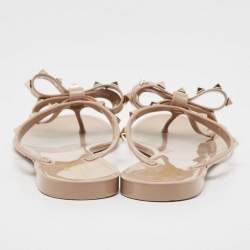 Pre Owned Valentino Pink Rubber Rockstud Thong Flats Size 38