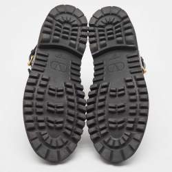 Pre Owned Valentino Black Leather Vlogo Signature Ankle Boots Size 37