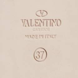 Pre Owned Valentino Cream  Embroidered Leather Ankle Strap Espadrille Flats Size 37