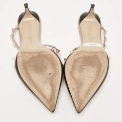 Pre Owned Valentino Black Leather Rockstud Mules Size 38