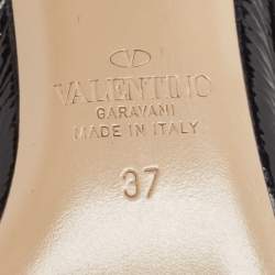 Pre Owned Valentino Black Leather Rockstud Slingback Pumps Size 37