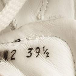 Pre Owned Valentino White/Black Leather Rockstud Low Top Sneakers Size 39.5