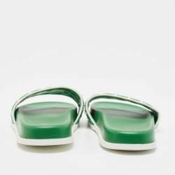 Pre Owned Valentino Green Leather Rockstud Flat Slides Size 39