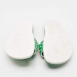 Pre Owned Valentino Green Leather Rockstud Flat Slides Size 39