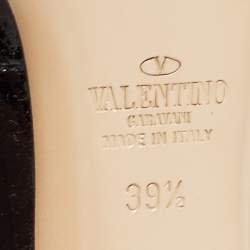 Pre Owned Valentino Black Patent Leather Ankle Strap Pumps Size 39.5