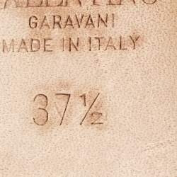 Pre Owned Valentino Gold Tweed and Leather Rockstud Ankle Strap Pumps Size 37.5