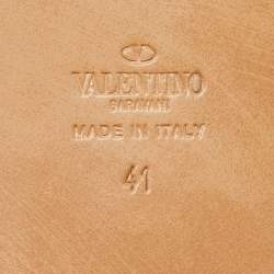 Pre Owned Valentino Red Leather Soul Rockstud Flat Slides Size 41