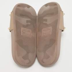 Pre Owned Valentino Dusty Pink Rubber Rockstud Slides Size 36
