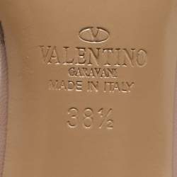 Pre Owned Valentino Blue Patent Leather Rockstud Ankle Strap Pumps Size 38.5