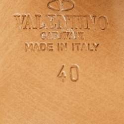 Pre Owned Valentino Black Leather Rockstud Ankle Strap Sandals Size 40