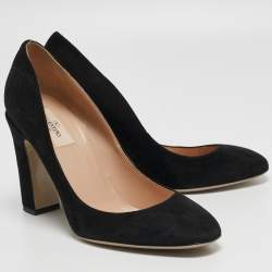 Pre Owned Valentino Black Suede Round Toe Pumps Size 40