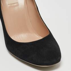 Pre Owned Valentino Black Suede Round Toe Pumps Size 40