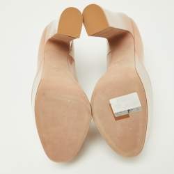 Pre Owned Valentino Pink Patent Leather Tan-Go Platform Ankle Strap Pumps Size 38