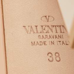 Pre Owned Valentino Pink Patent Leather Tan-Go Platform Ankle Strap Pumps Size 38