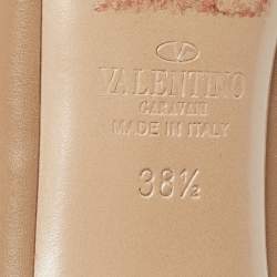 Pre Owned Valentino Brown Leather Peep Toe Platform Slingback Pumps Size 38.5