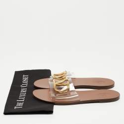 مملوكة مسبقًا Valentino Transparent PVC VLogo Flat Slides Size 39