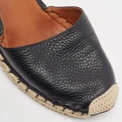 Pre Owned Valentino Black Leather Rockstud Wedge Sandals Size 37