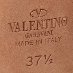 Pre Owned Valentino Black Leather Rockstud Ankle Strap Sandals Size 37.5