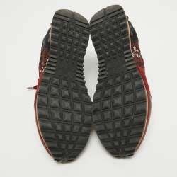 Pre Owned Valentino Multicolor Suede and Lace  Rockrunner Low Top Sneakers Size 39