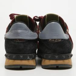 Pre Owned Valentino Multicolor Suede and Lace  Rockrunner Low Top Sneakers Size 39