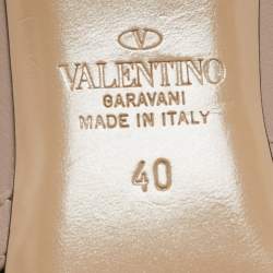 Pre Owned Valentino Black/Beige Patent Rockstud Ankle Strap Pumps Size 40