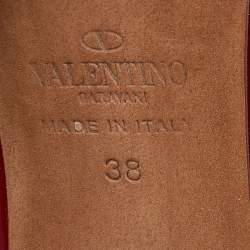 Pre Owned Valentino Tricolor Patent Leather Scalloped Pointed Toe Pumps Size 38