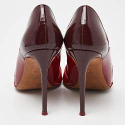 Pre Owned Valentino Tricolor Patent Leather Scalloped Pointed Toe Pumps Size 38